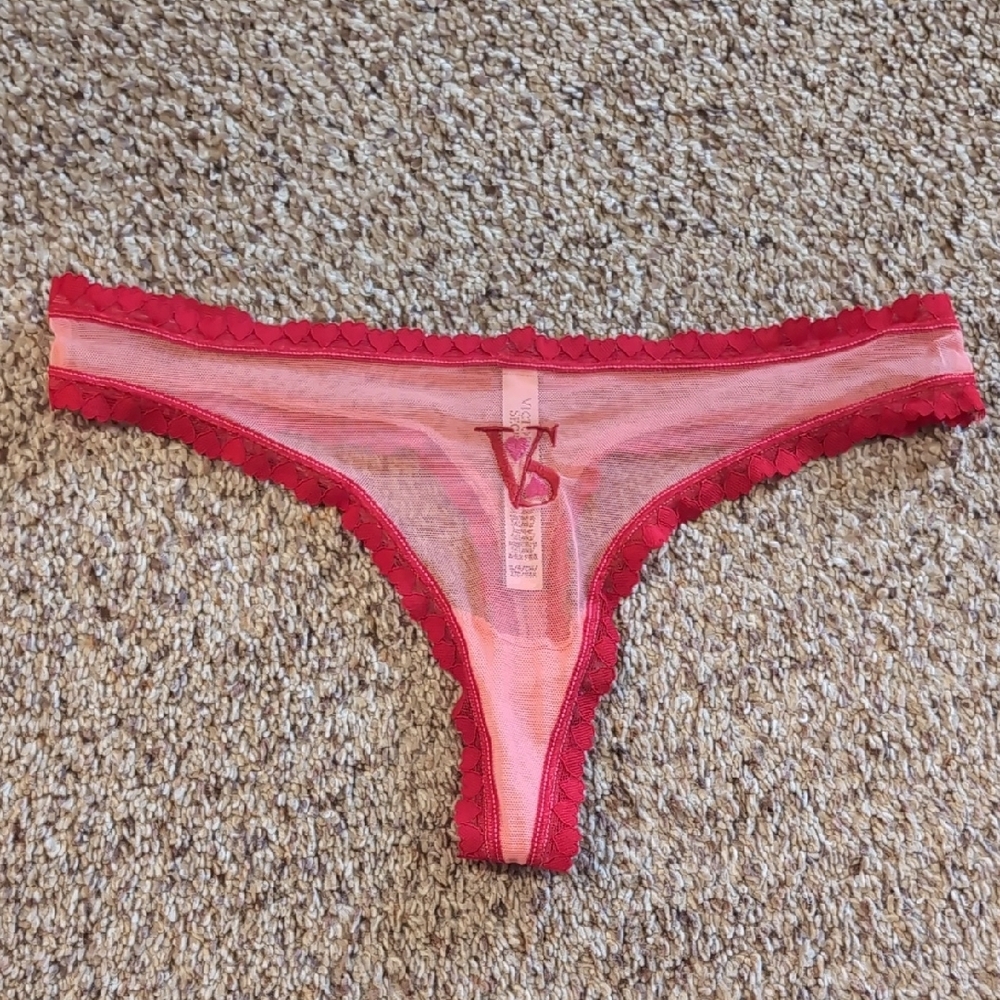 Victoria's Secret Pink and Red Lace Thong
